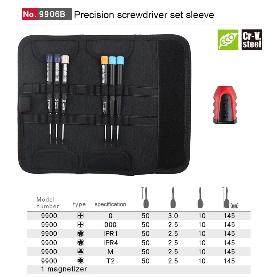 VESSEL 6Pcs Mini Precision Screwdriver Set for Phillips and Torx with Screwdrivers Pouch and Magnetic Screw Holder NO.9906B