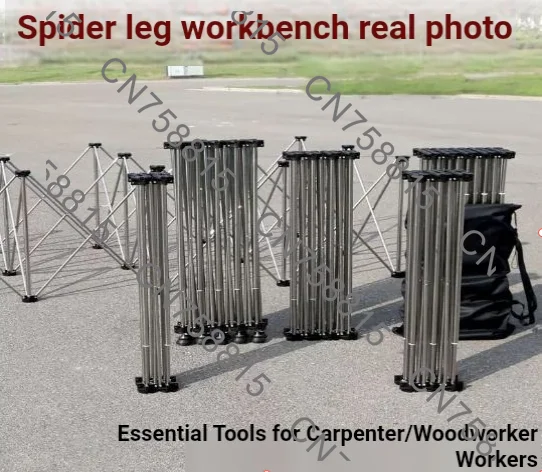 Portable Support Quick Telescopic Workbench With Carry Bag，Foldable 4-8 Leg Workbench Work Sawhorse Spider Leg Stainless Steel