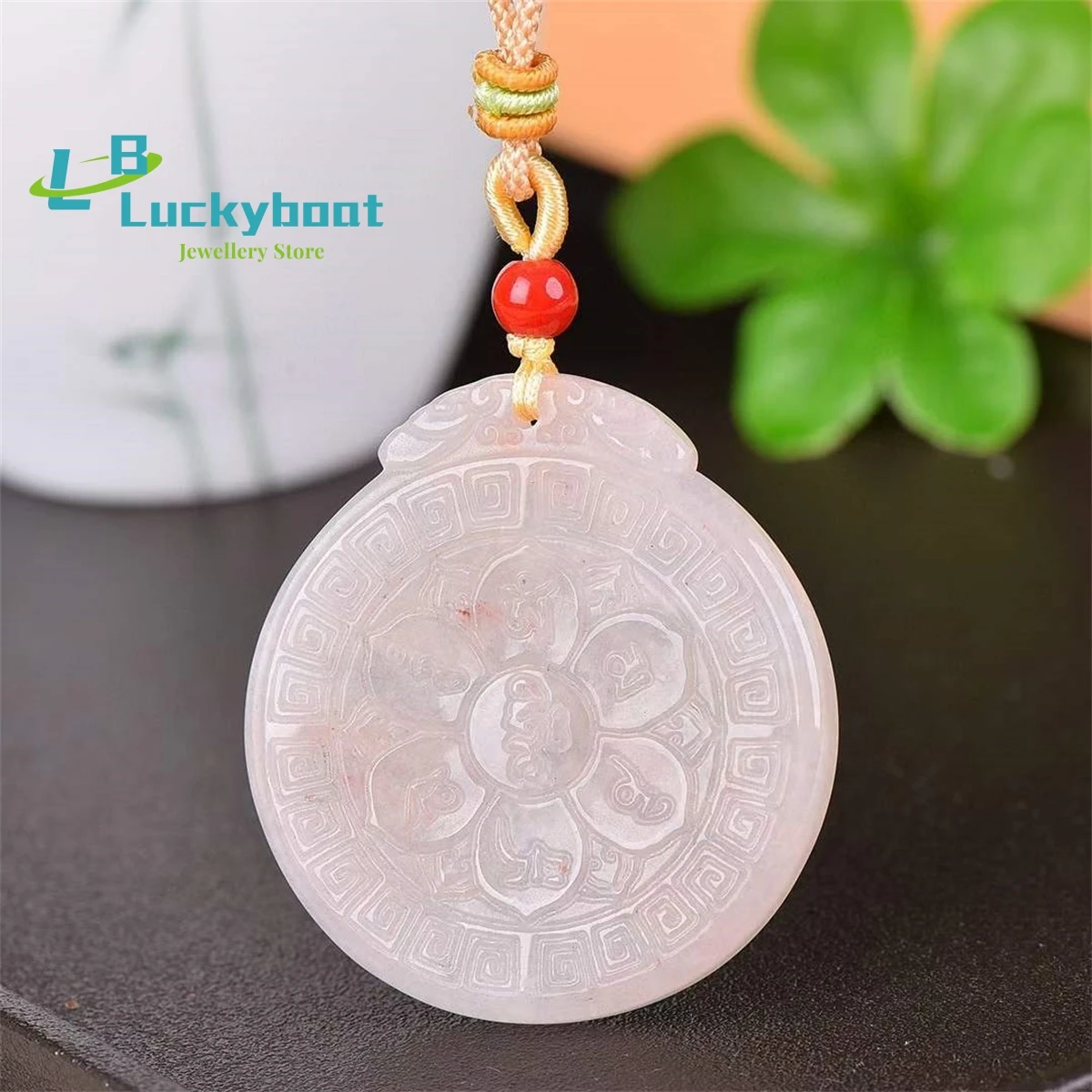 Natural Gold Filigree Jade Om Mani Padme Hum Pendant Simple and Generous Personality Fashion Versatile Men and Women