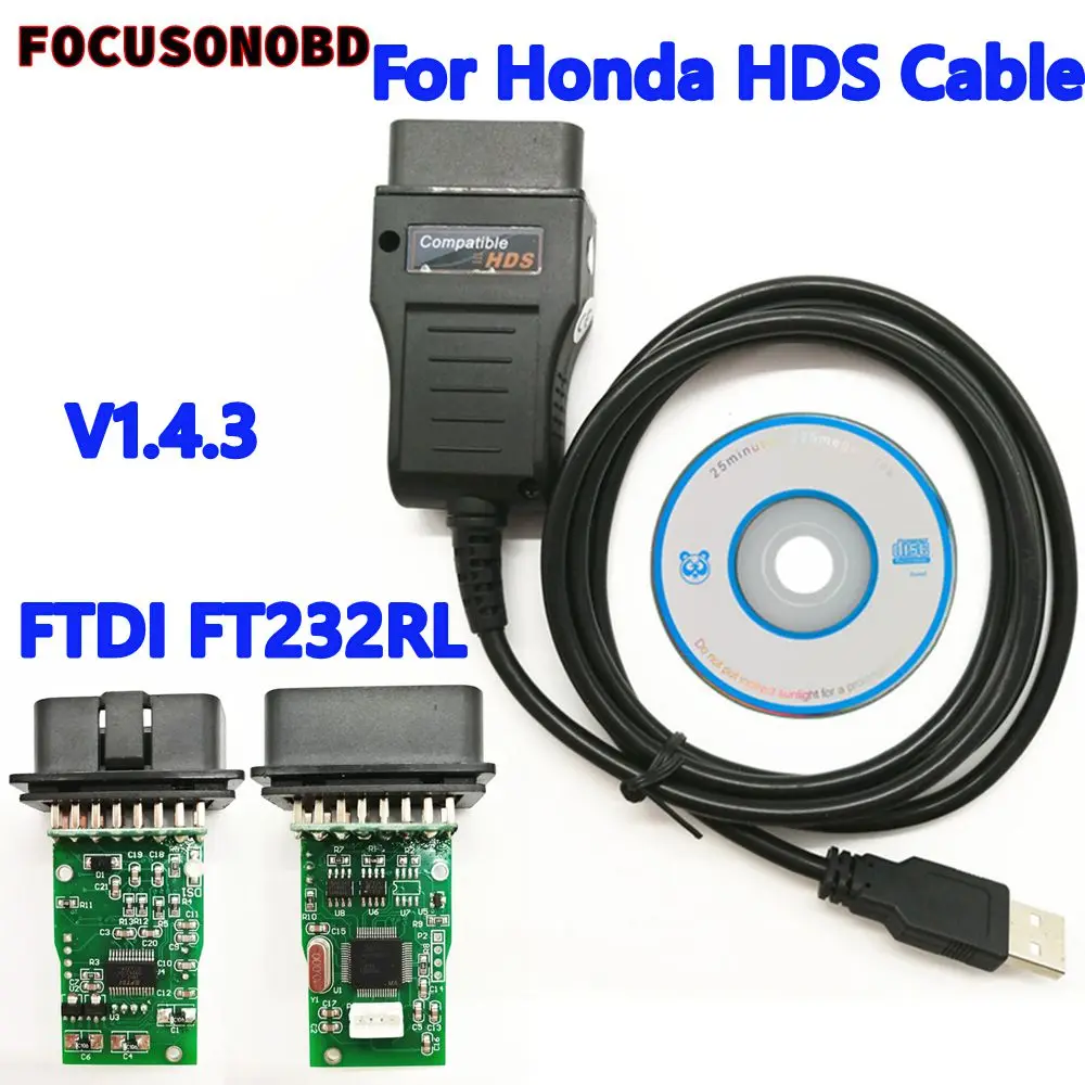 Newest HDS USB Cable For Honda Diagnostic Tool FT232RL Chip V1.4.3 Support Multi-language OBD2 Diagnostic Cable Auto Diagnostic
