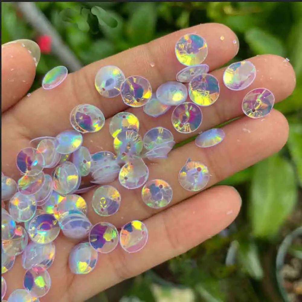 DIY Jewelry Earrings Material Decorate Clothes Bag Accessories Weight 500G Mini 8mm Round Mermaid Concave Bowl 1/2-holes Sequin