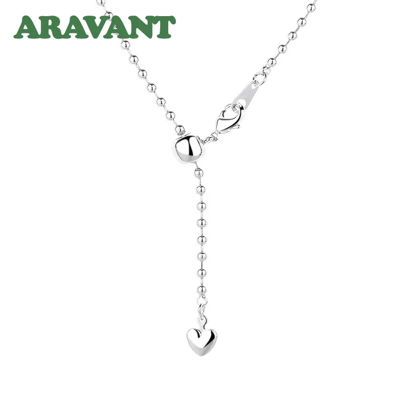 ARAVANT 925 Silber 18K Gold 2,4mm Minimalistische Verstellbare Kugelkette mit Herzanhänger für Damen Modeschmuck – Detail 5
