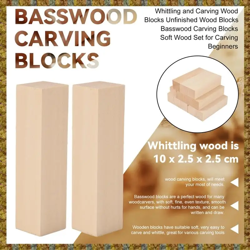 F-F деревянные блоки для резьбы и резьбы, незавершенные деревянные блоки, блоки для резьбы по липу, набор из мягкого дерева для начинающих резьбы