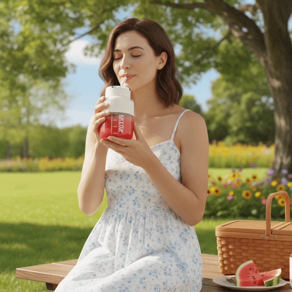 800 ML Portable Juicing Bucket with Straw and Strap Large Capacity Electric Juice Maker Wireless Long Battery Life Juicer Cup