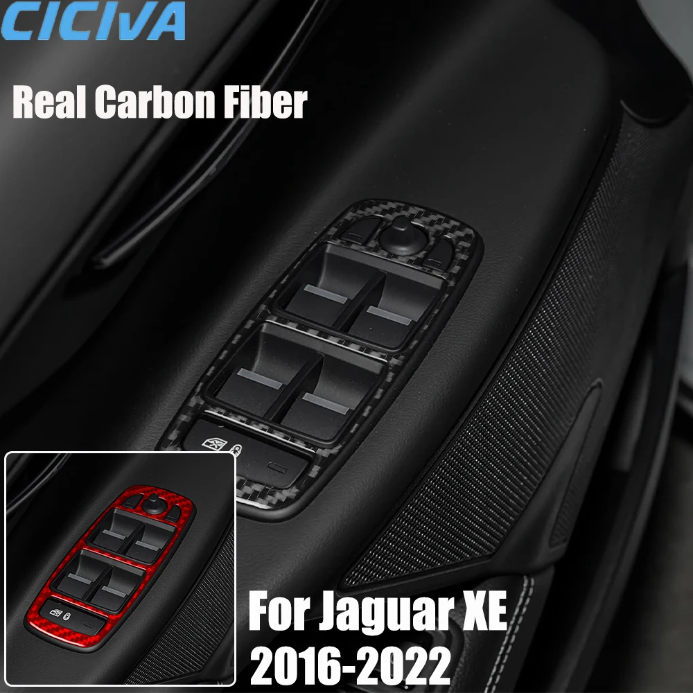 

Real Carbon Fiber Car Accessories Window Lifting Trim Cover Soft Sticker For Jaguar XE 2016 2017 2018 2019 2020 2021 2022