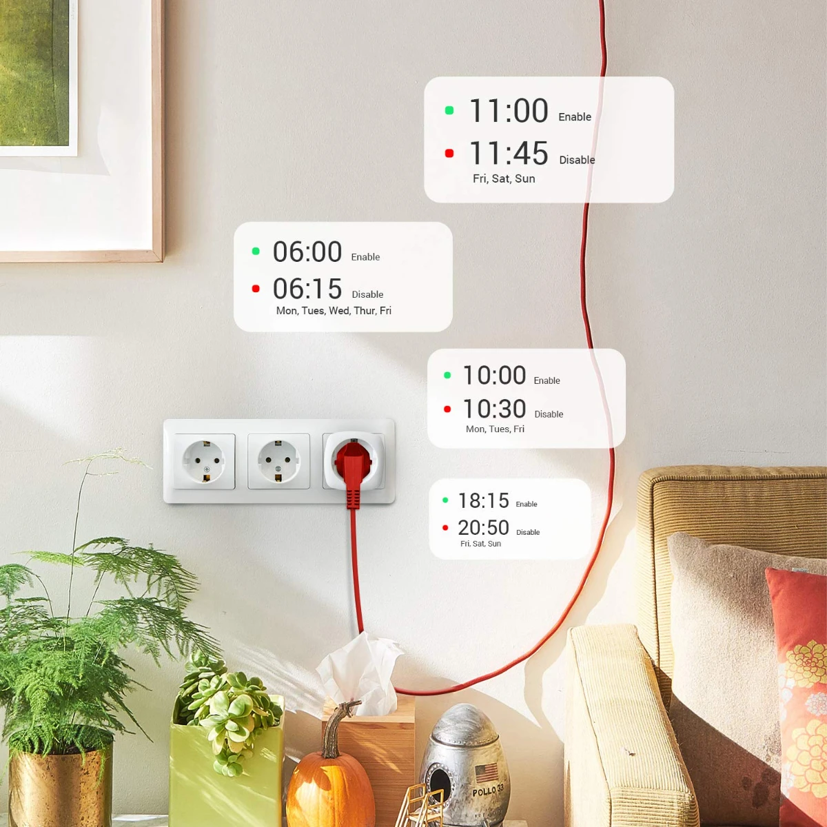 16A HomeKit WiFi EU Smart Socket AC100~240V High Power Outlet APP Remote Control Timer Plug Works With Alexa Google Apple Siri