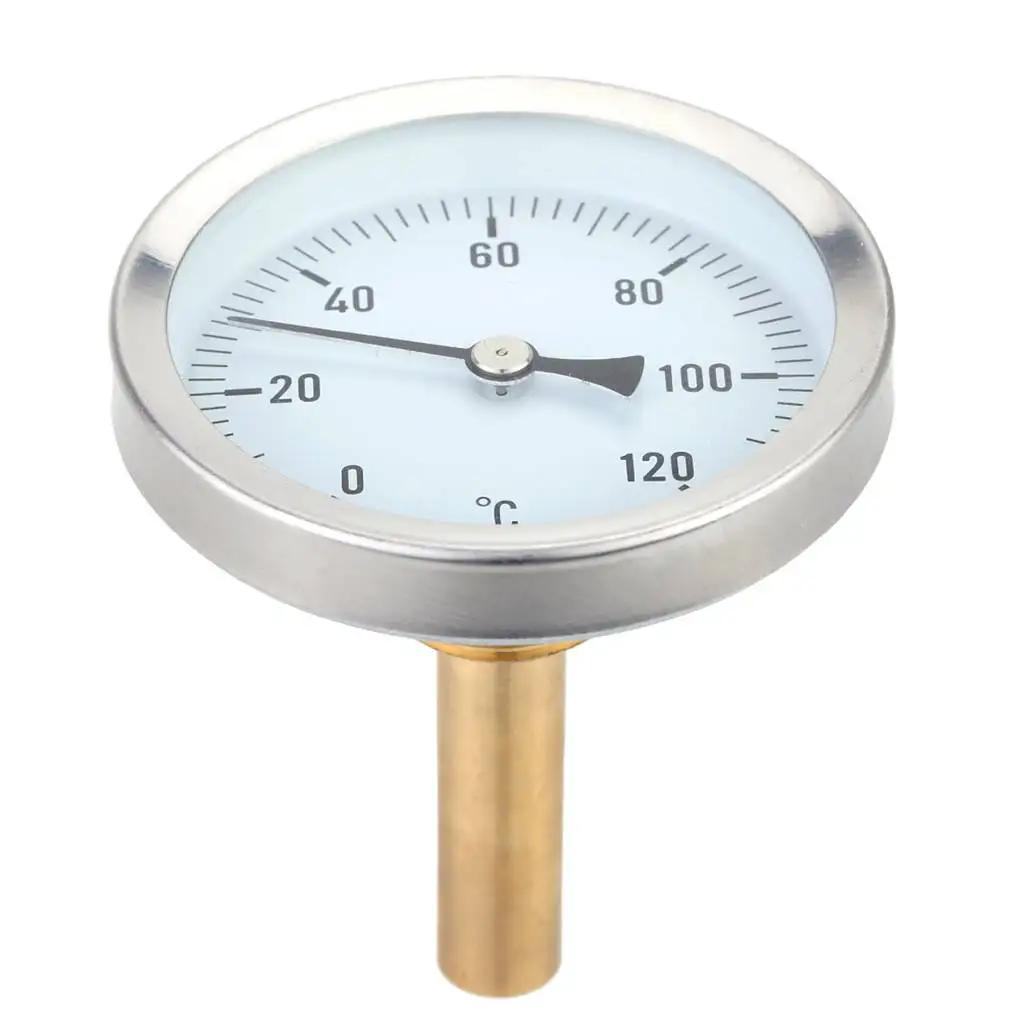 0-120°C Aluminum Hot Water Pipe Pipe Temperature Hot Water Thermometer Professional Practical Dial Temp Gauge Oil Tank