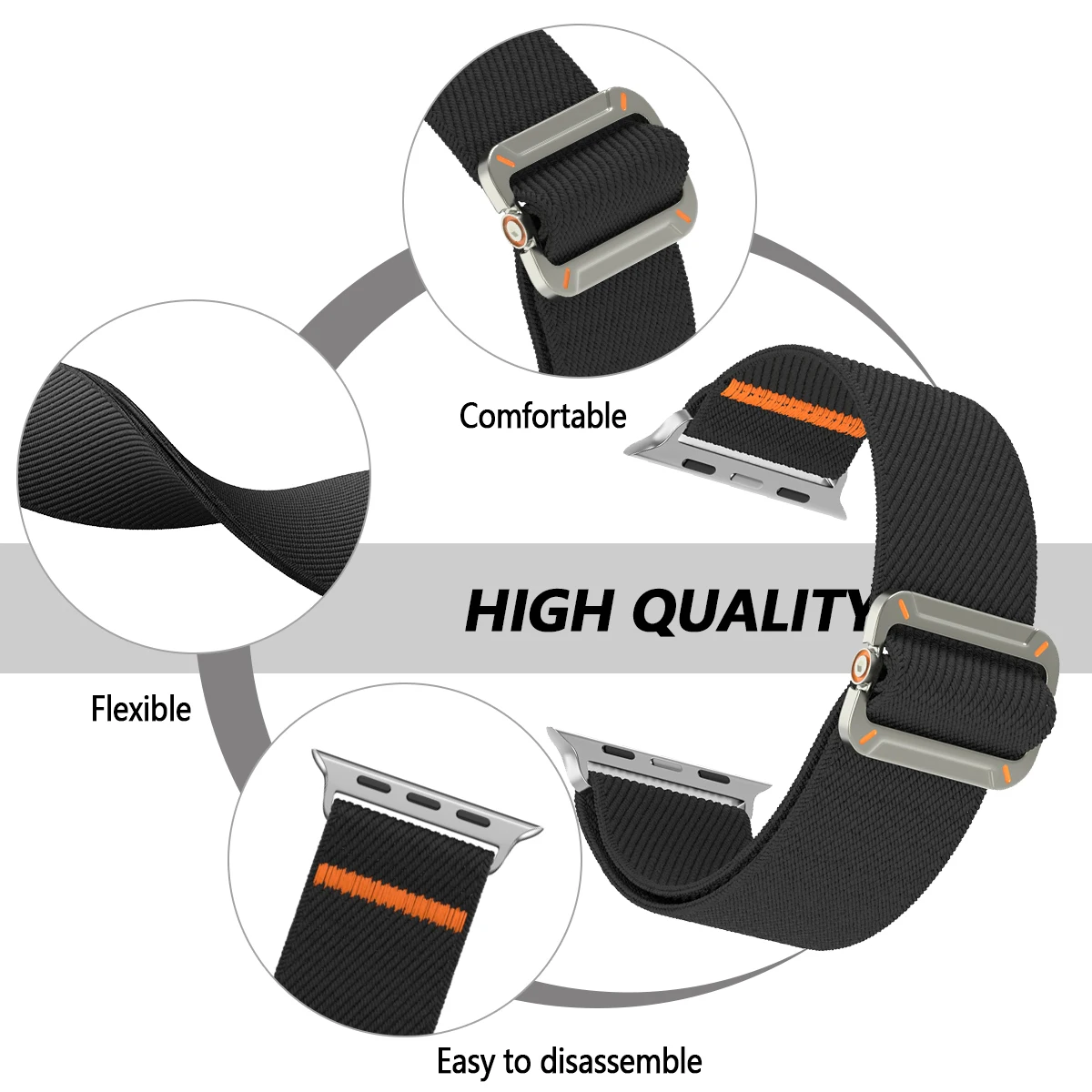 Pulseira de nylon para apple watch ultra 2 band 49mm 10 9 8 7 46mm 42mm 44mm 40mm 42mm pulseira elástica trançada para iwatch série 6 5 4