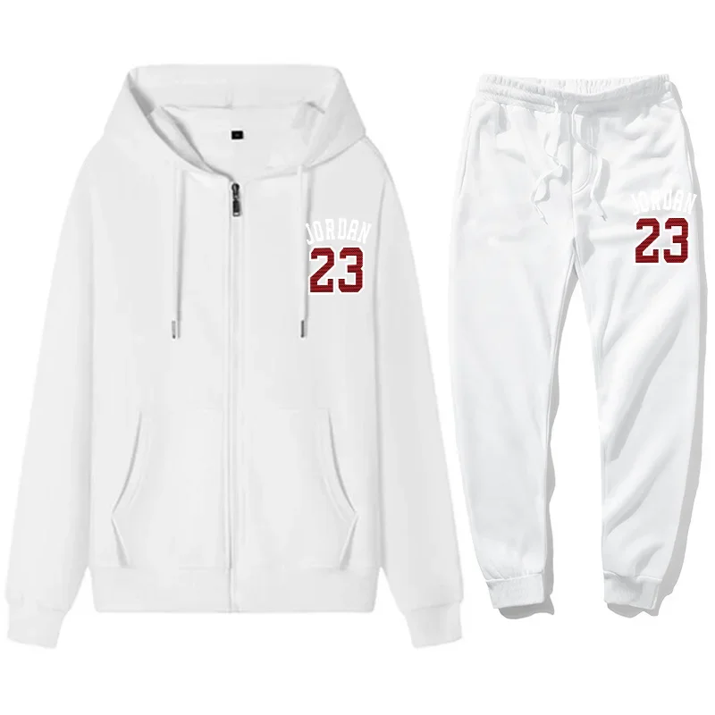 2025 Men's brand spring and autumn hooded sweatshirt + trousers Autumn sportswear Autumn and winter zipper hooded sweater sweats