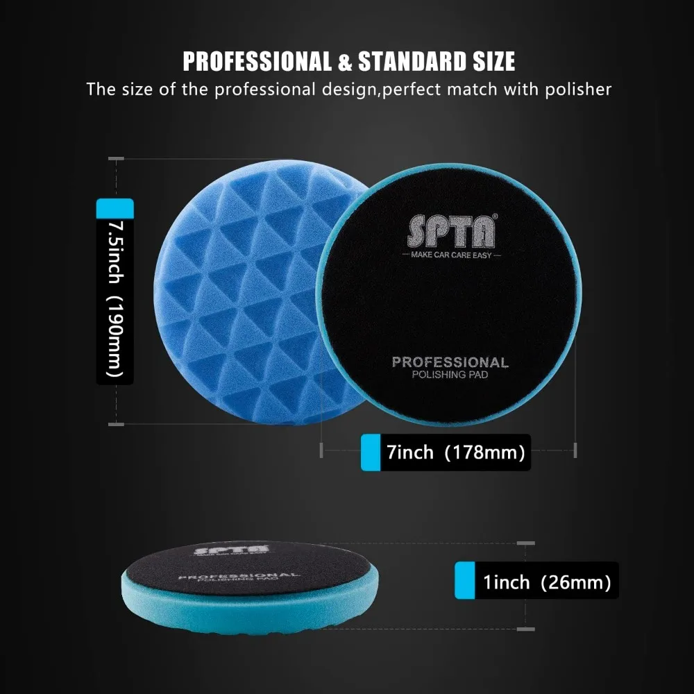 7-Inch Car Polishing Pads Kit with 5 Roughness Options, Washable Buffing Sponges for Waxing and Cleaning