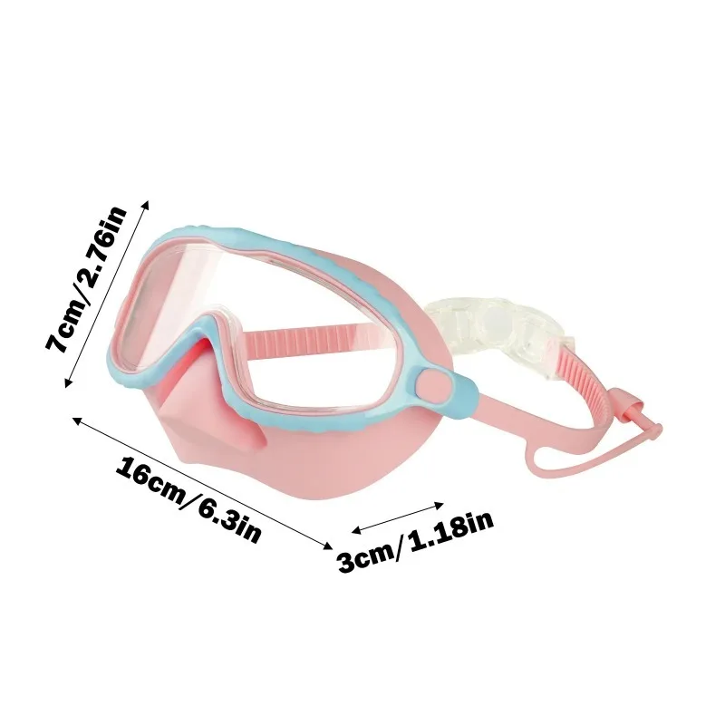 แว่นตาว่ายน้ําพร้อมฝาครอบจมูกมุมมองกว้างหน้ากากดําน้ํา Anti-FOG Anti-Leak เด็กวัยหัดเดินแว่นตาว่ายน้ําสําหรับเด็กอายุ 3-15