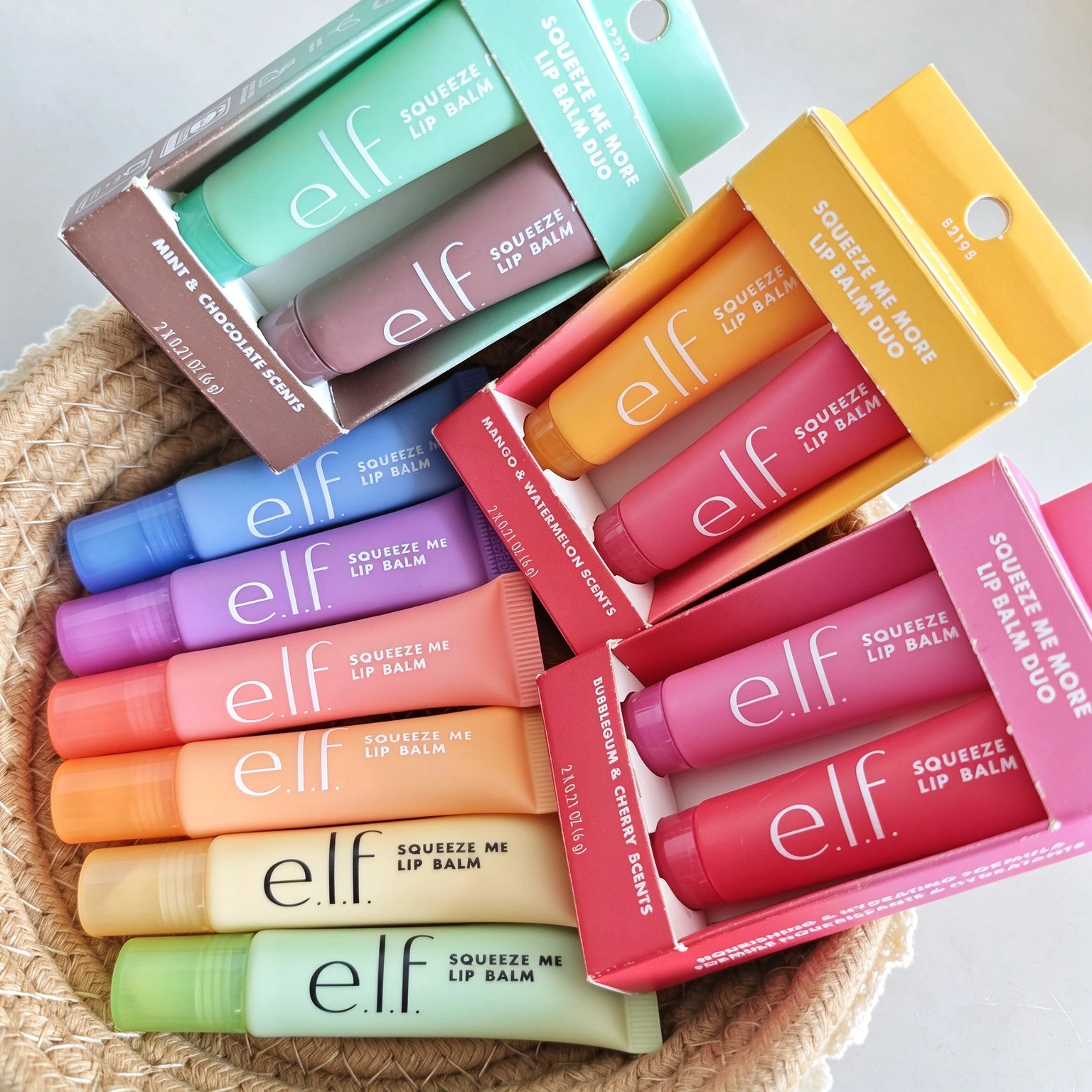 Elf Squeeze Soft Tube Lip Balm Mango Mint Bubblegum Cherry  Lip Gloss Set Hydrating Natural Lip Color Fruit Scent Lip Cosmetics