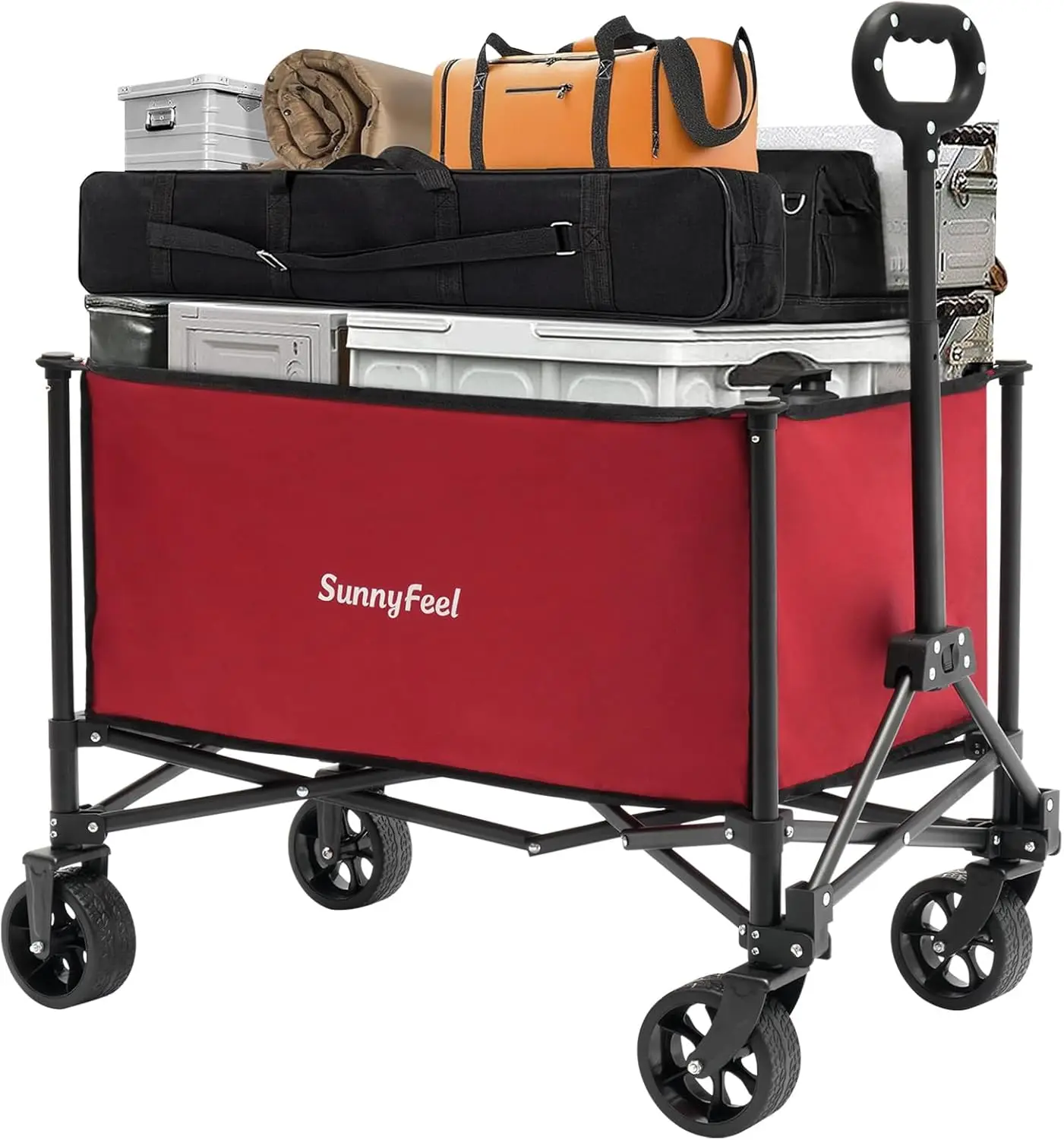 

Collapsible Wagon Cart with Wheels Foldable - 176lbs Standard Borderless Version Wagon Carts for Grocery Sports Garden Shopping