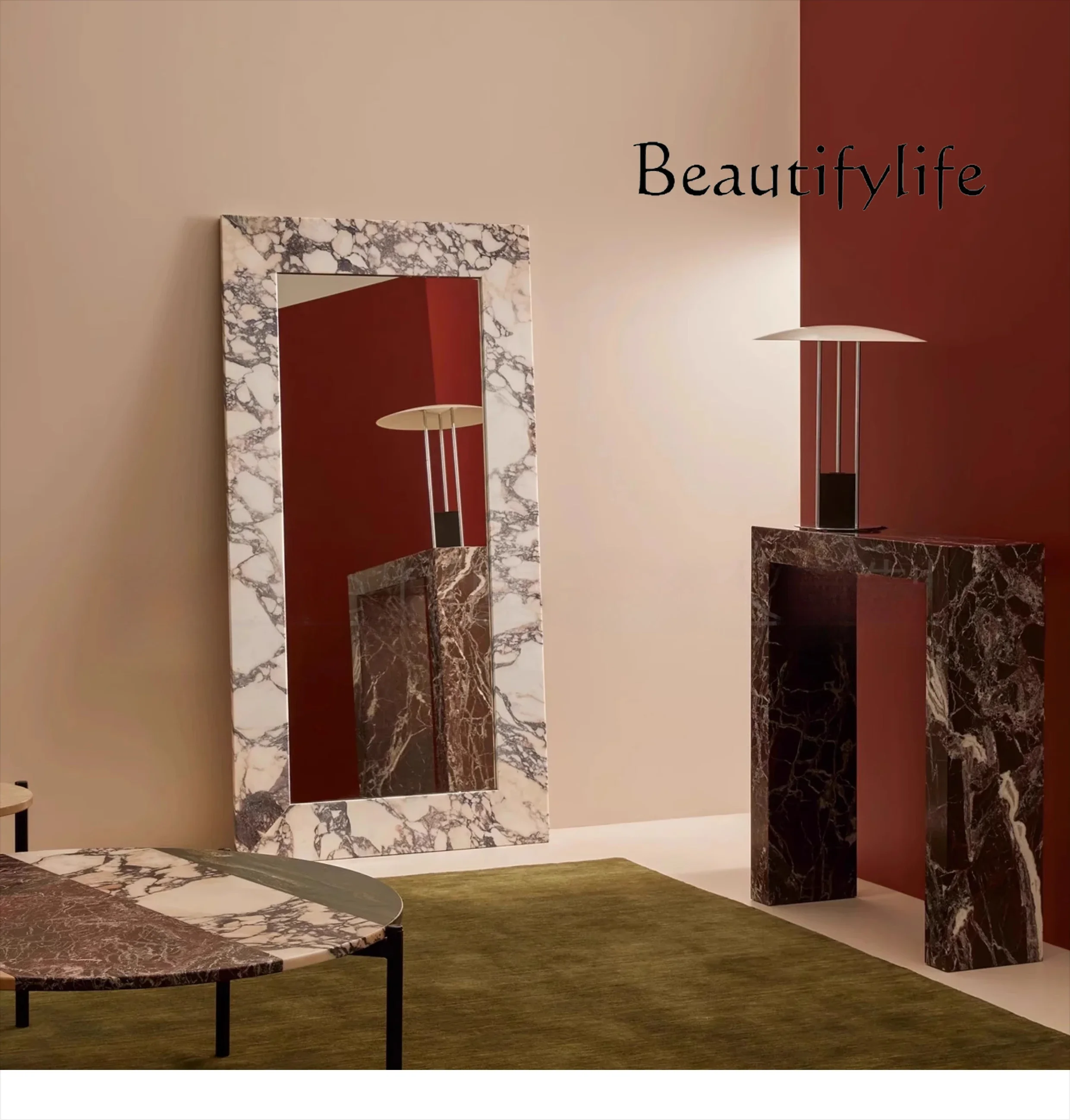 

JB Light Роскошное мраморное прямоугольное туалетное зеркало, зеркало для гостиной, спальни, настенное напольное зеркало в полный рост