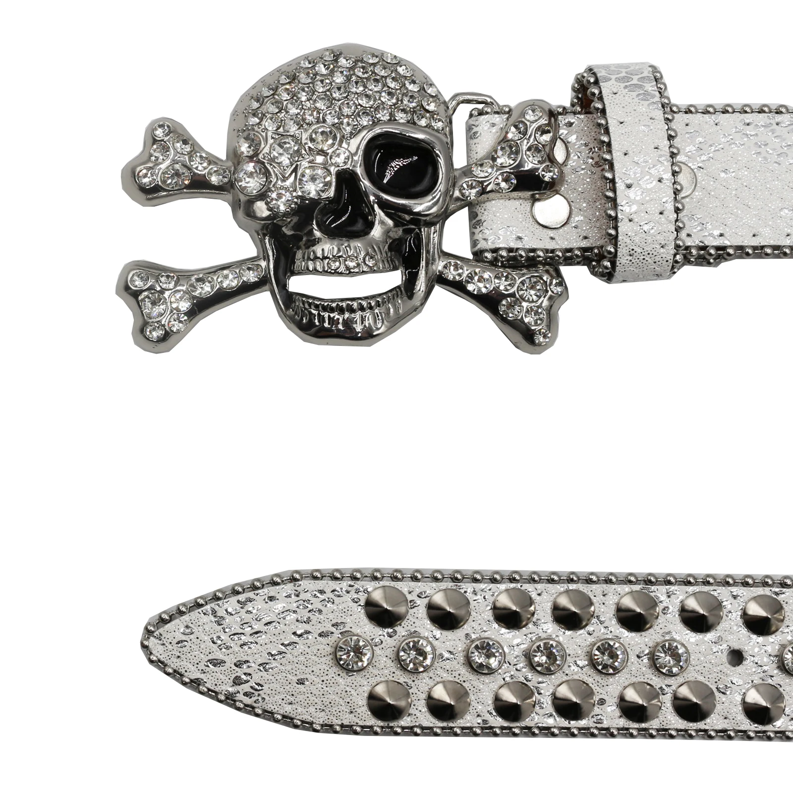 Fashion Belt For Jeans Men For Skull Rhinestone Belts Women Leather Strap Western Cowboy Y2K Girls Fashion Belt For Jeans Men