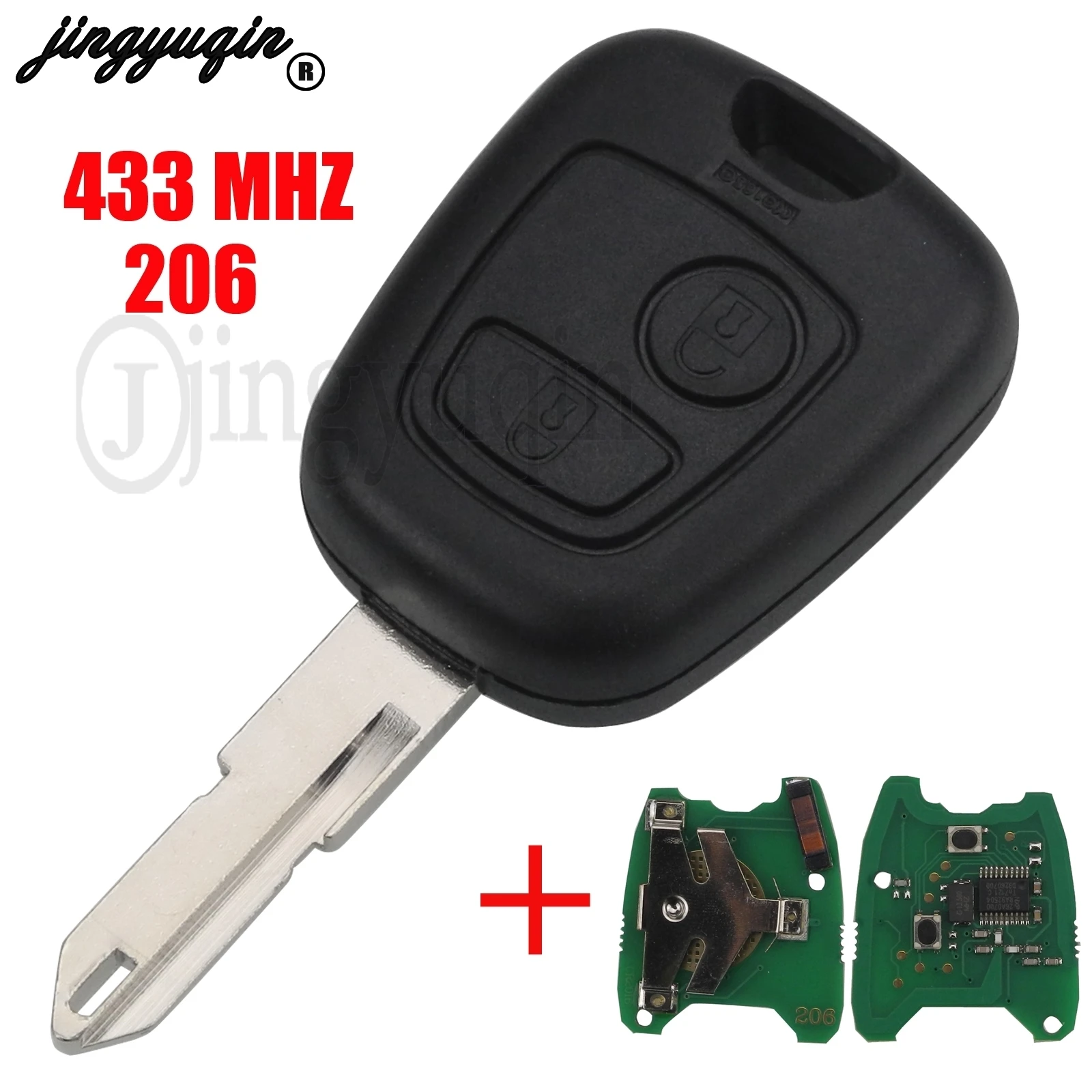 

jingyuqin 2 Buttons ASK NE73 Blade Remote Key Shell Fob Controller Fit For PEUGEOT 206 433MHZ With PCF7961 Transponder Chip