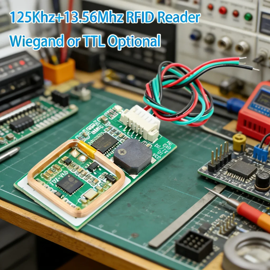 Dual Frequency RFID Reader Module 125KHz 13.56MHz Wiegand 26/34 Output 3.3V-5V Access Control System Building Intercom