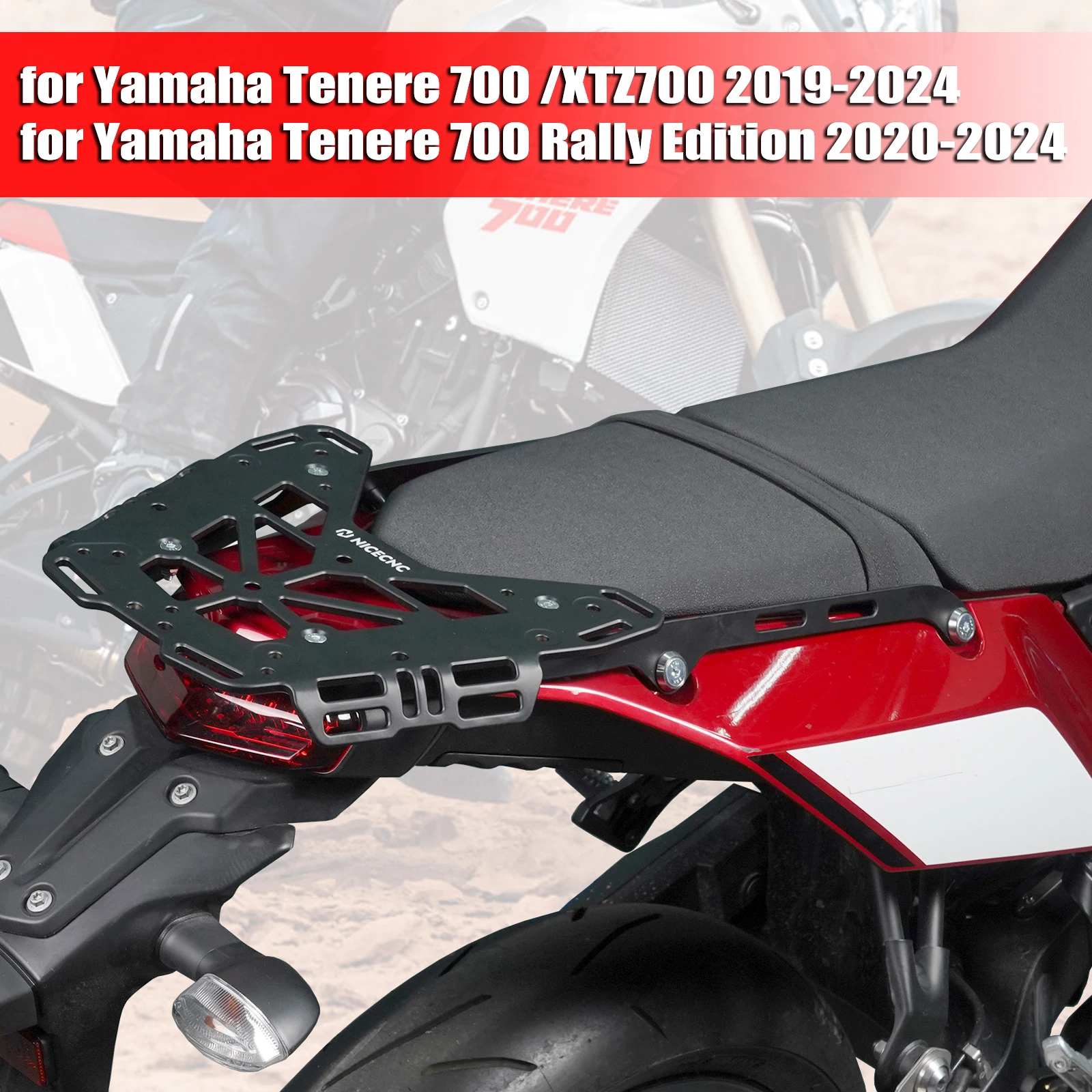 

For 2019-2024 Yamaha Tenere 700 Luggage Rack Carrier Reckless Bags Topcase Mount Brackets for Yamaha Tenere 700 Rally Edition 20