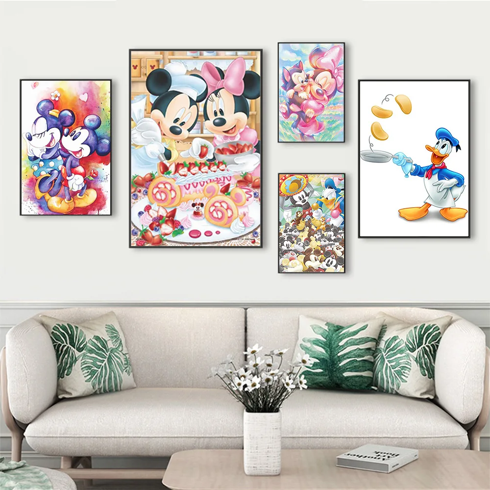 

MINISO Disney Mickey Mouse Donald Duck Kids Painter Living Room Bedroom Decorative Art Posters Wall Mural Canvas Painting Prints