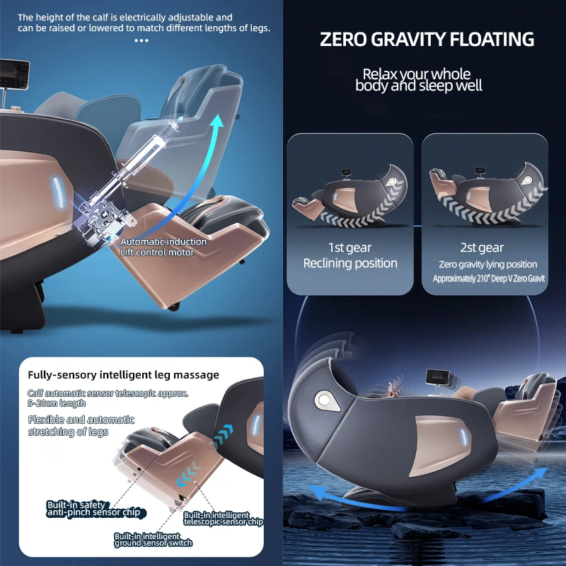 3 Year Warranty Dual-core 4D SL-Track Zero Gravity full body Massager Chairs Home 3D Office Electric leg lift Massage Sofa