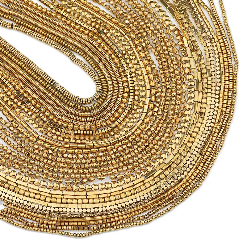 Natürliche Stein Echte Retention Farbe Verschiedene Form Vergoldet Hämatit Spacer Herz Runde Stern Lose Perlen Für Schmuck Machen DIY