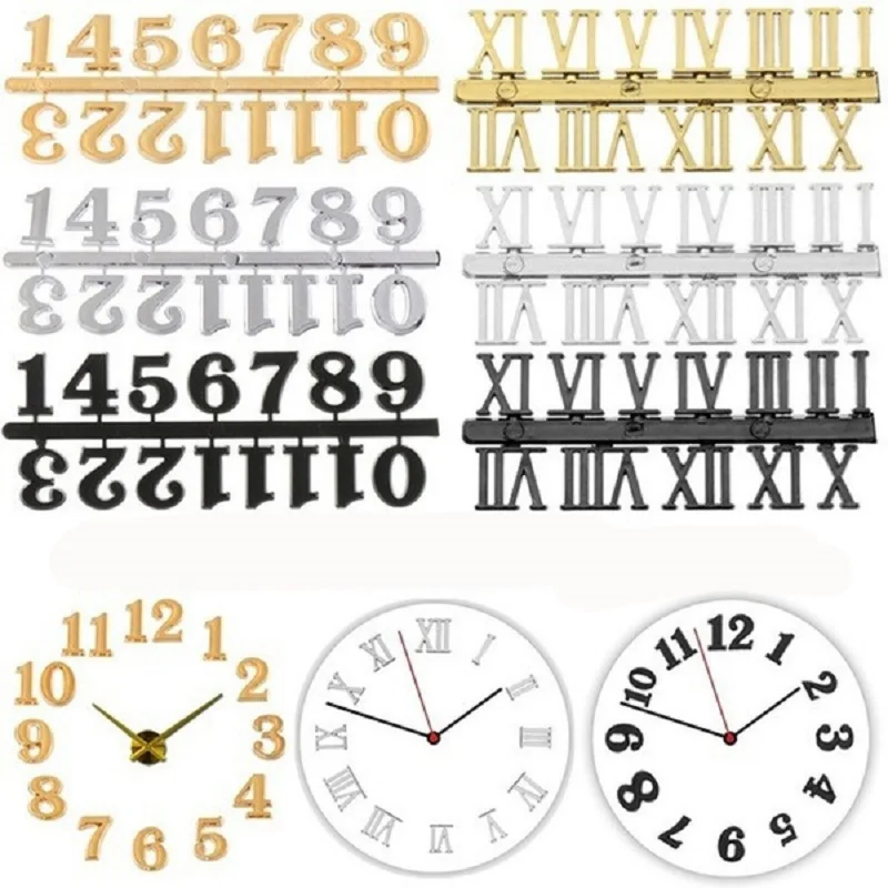 DIY Arabic Numerals Roman Numerals Wall Clock Watch Clocks DIY Acrylic Mirror Stickers Living Room Quartz Needle Europe Horloge