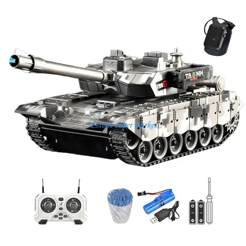090B Remote Control Water Bombs Tanks Toy with LED Light and Tracked Chassis for Adult Kids Outdoor Indoor Combat Roleplay Game