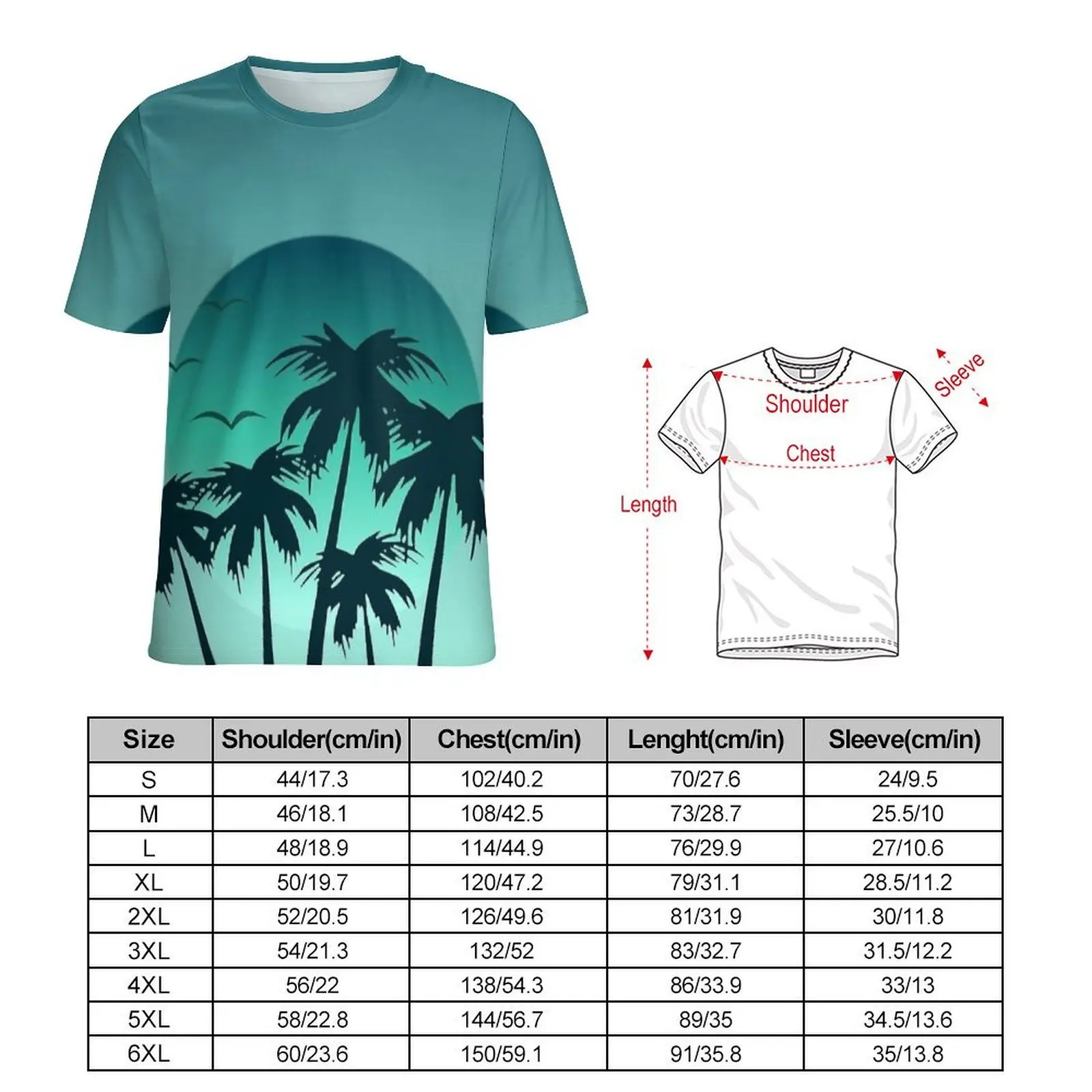Man Miami Vibes Palm Tree Sunset T-Shirt  Harajuku T Shirts Short-Sleeve Printed Tops Cheap Summer Streetwear Plus Size Tees