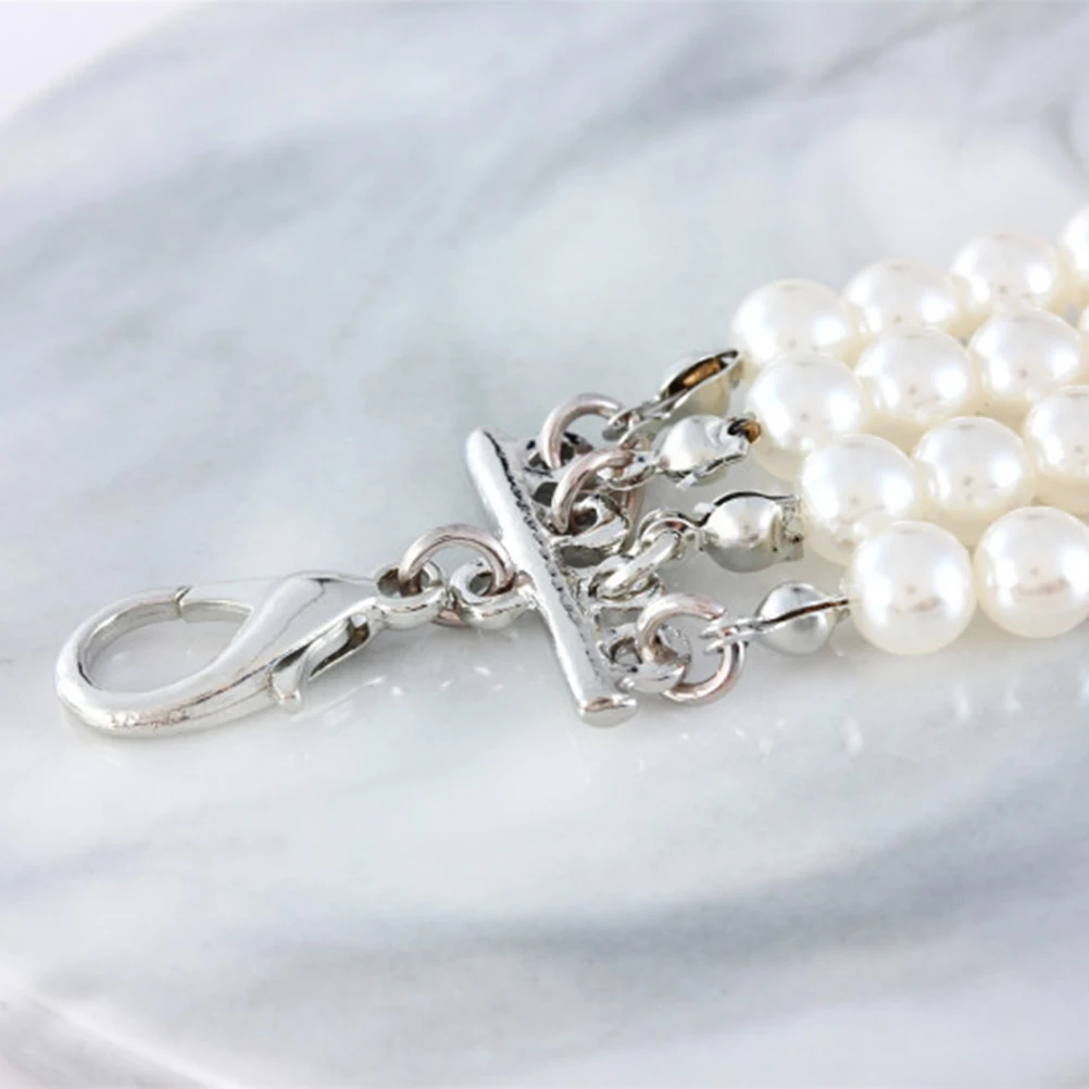 

Beautiful Pet Pearl Necklace Four Rows Imitation Zinc Alloy Rose Adjustable Chain Dog Collar Jewelry S