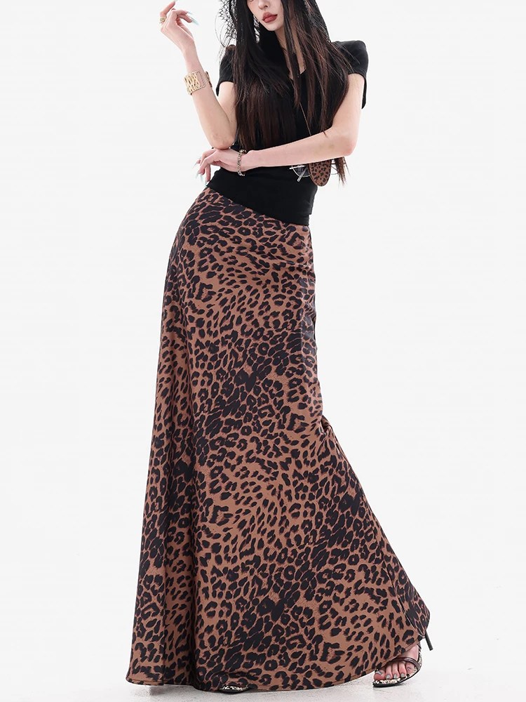 

Оригинальная женская юбка ABWEAR с леопардовым принтом, высокой талией, облегающая, длинная, модная летняя юбка А-силуэта