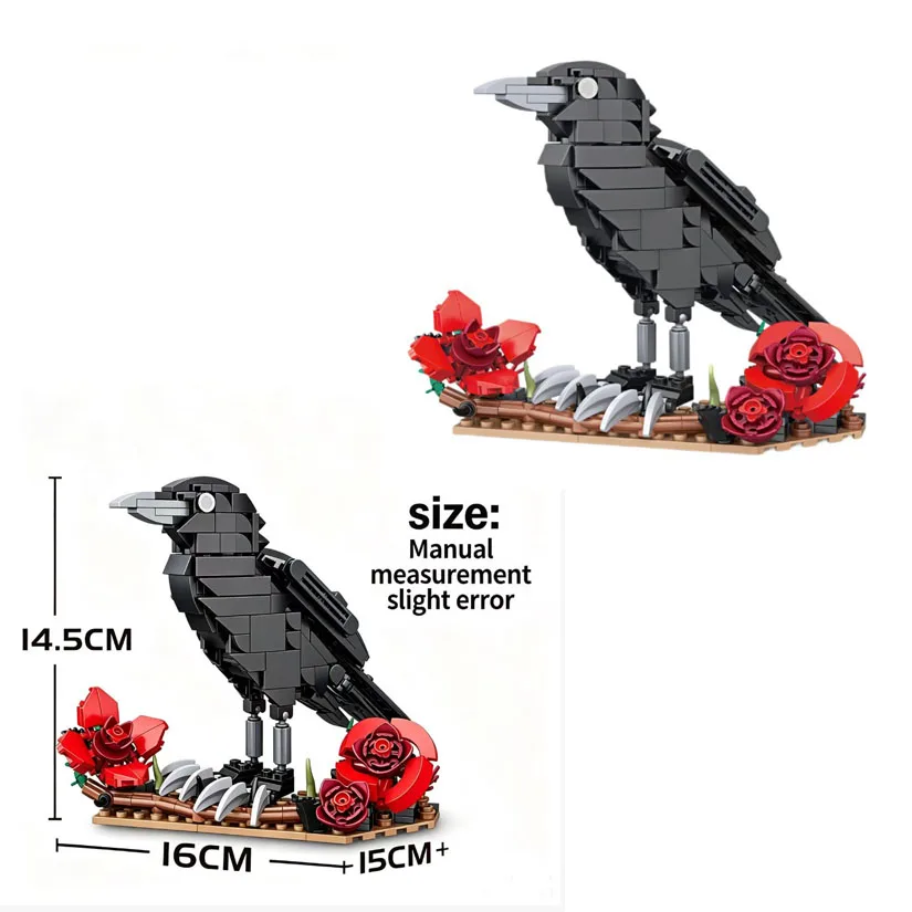 New Building Blocks Crow Flower Purple Rose Bundle Halloween Gift Assembly Creative Ornament - view 5