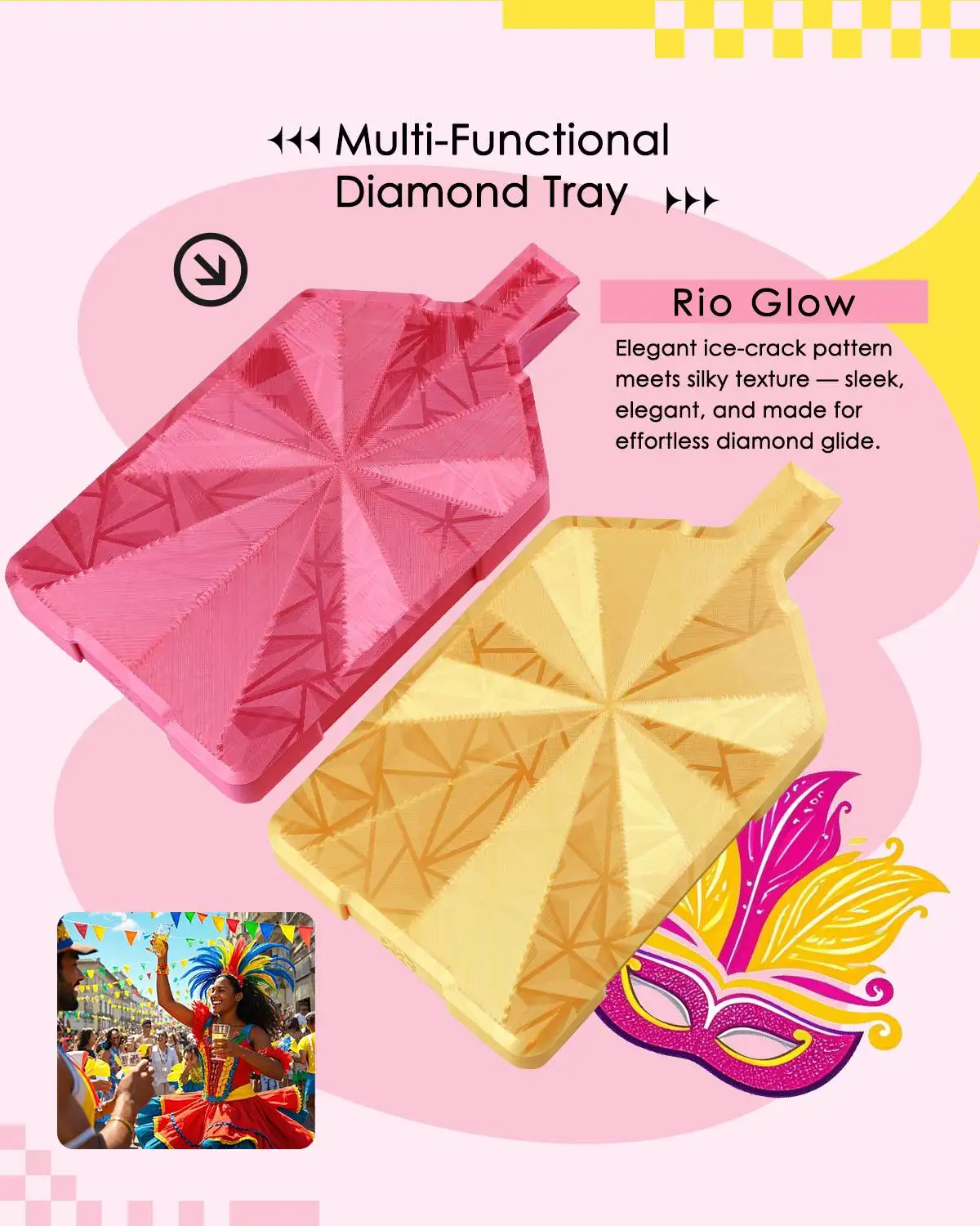 

Forever Young Diamond Painting Trays, 2-Pack Set - Silk Ice Crack Round Corner Trays Organizer Rio Glow