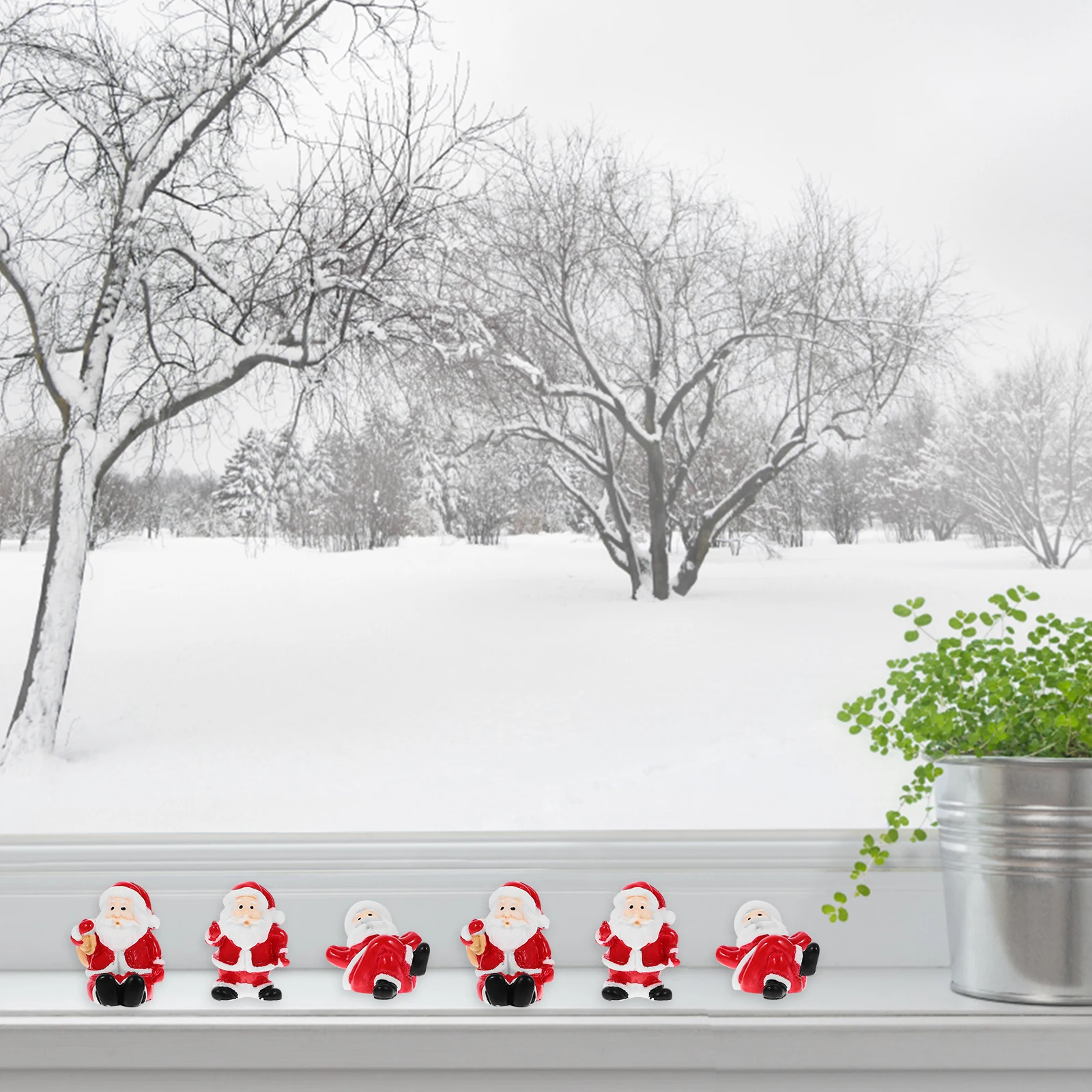 

12pcs Christmas Santa Claus Miniatures Resin Decor For Home Wall Window Living Room Xmas Party Kids Gifts Craft Decoration