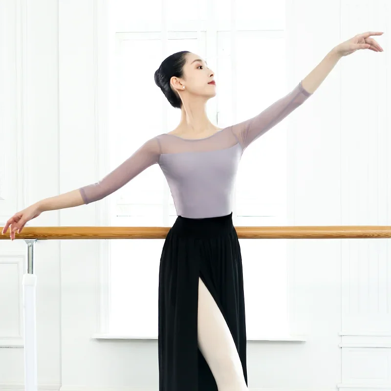 نسيج شبكي نسائي من خلال القمم الحديثة ، قمة المحاصيل ، رقص الباليه ، أداء المسرح ، جمال التمارين الرياضية ، ملابس الرقص ، الفتيات