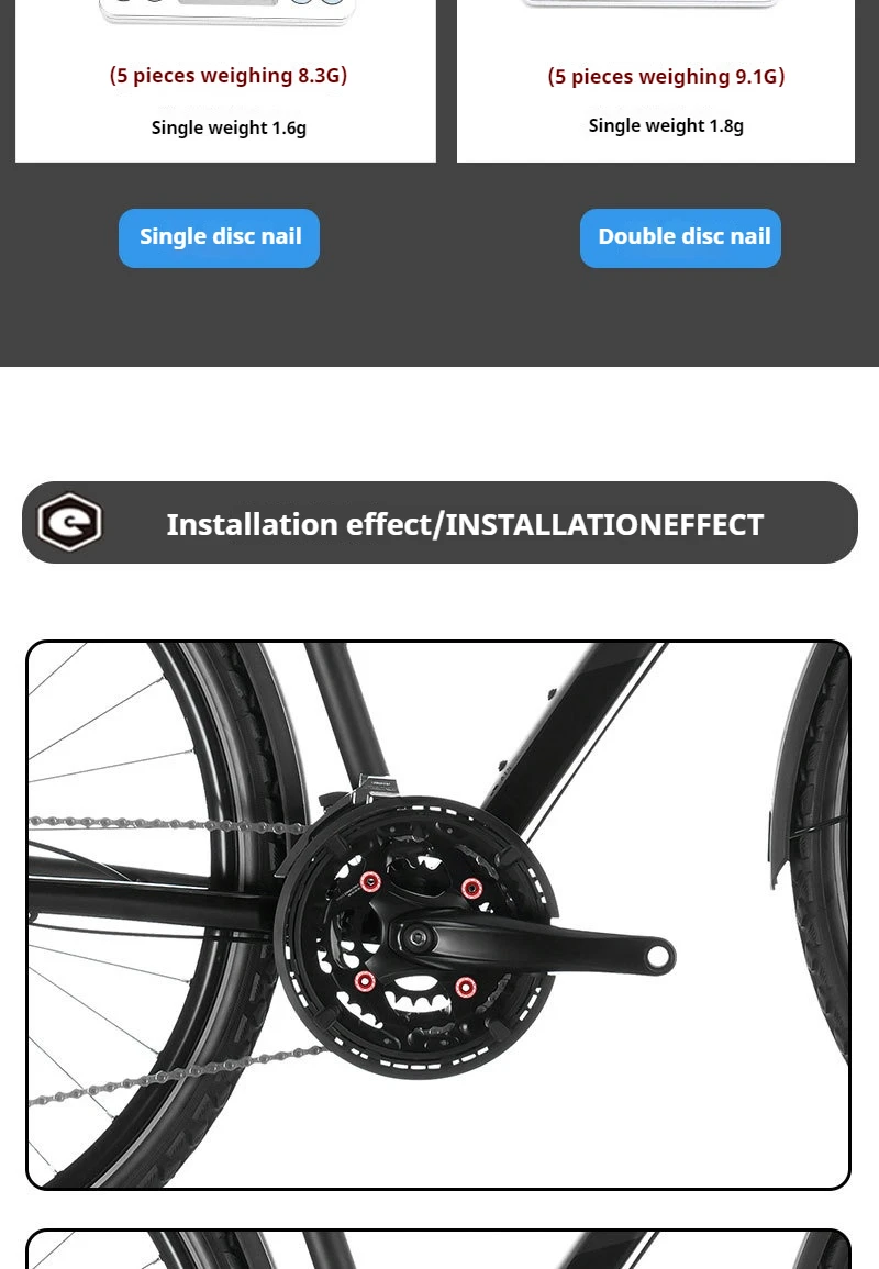 ENLEE Fahrrad-Kettenblattschrauben aus Aluminiumlegierung, Rennrad- und Mountainbike-Kettenblattschrauben, Umwandlung der einzelnen Kettenblattschraube – Detail 11