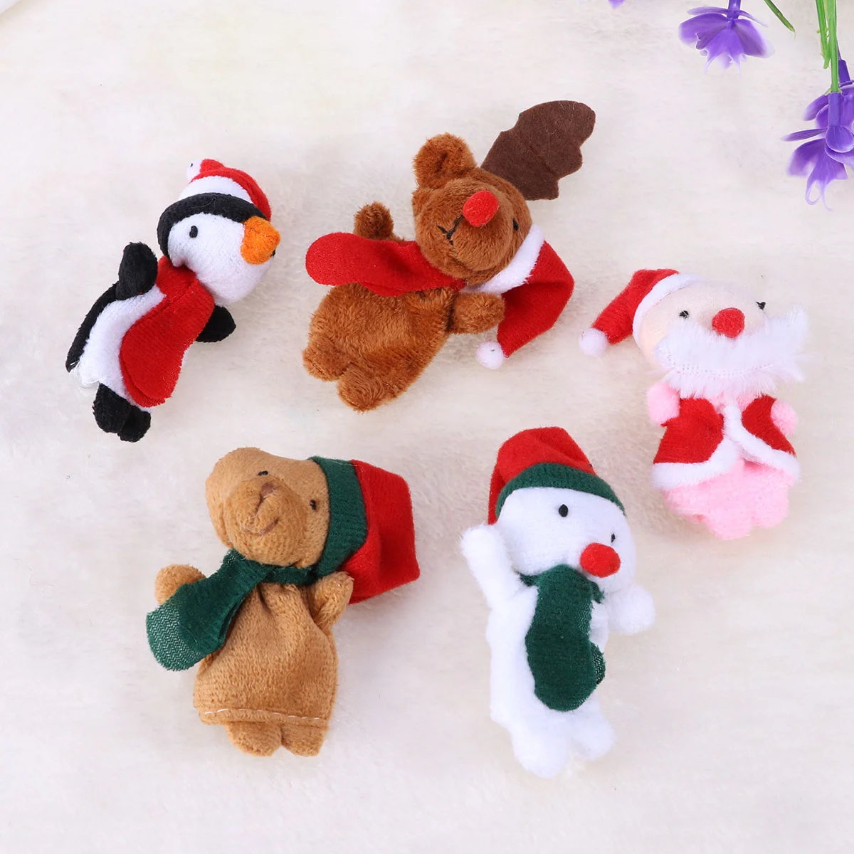 10 PCS Kids Christmas Animal Hand Puppets Set Soft Plush Storytelling Toys Educational Finger Puppets Perfect Gift for Boys