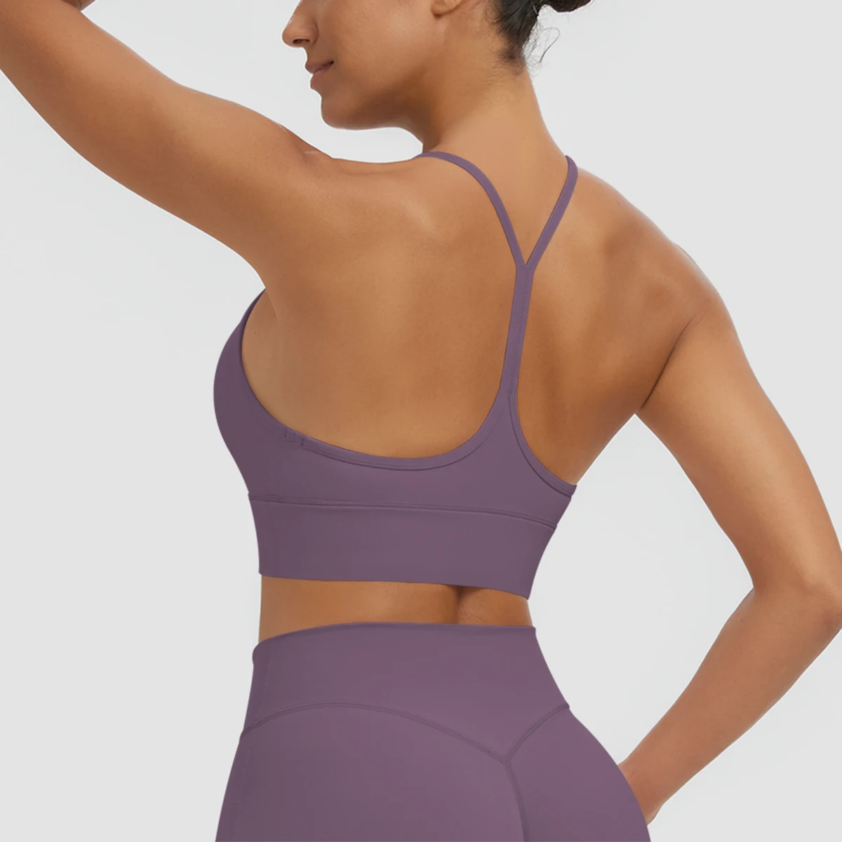 Solid Color Gather Thin Shoulder Straps Vest Woman Y-shaped Yoga Vest Beautiful Back Shockproof Workout Yoga Bra with Chest Pad