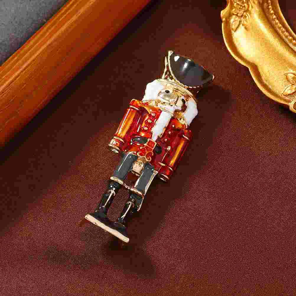 Nutcracker Brooch Pin Soldier Lapel The Banner Clothes Decorative Zinc Alloy Cute