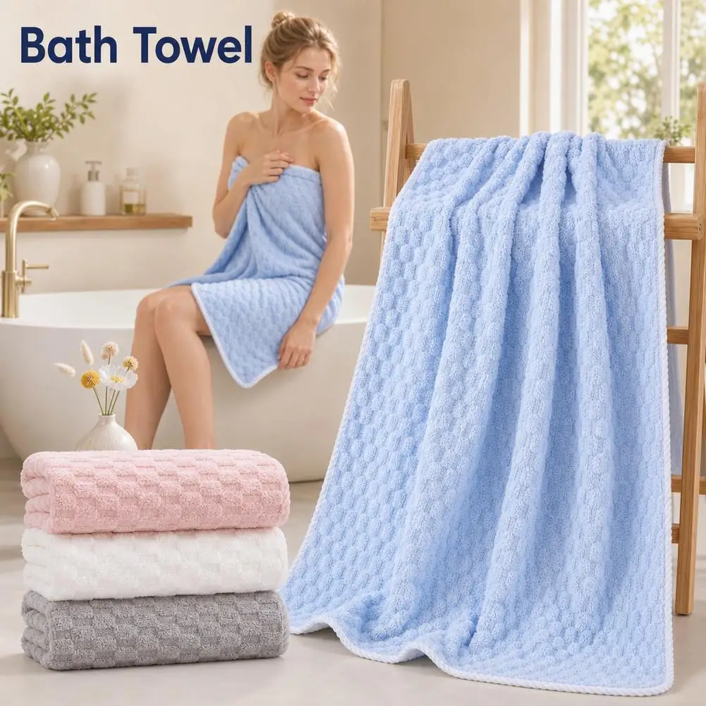Adult Super Absorbent Ultra-fine Fiber Towel, Quick Drying Texture Towel, Soft Home Thickened Coral Velvet Bath Towel