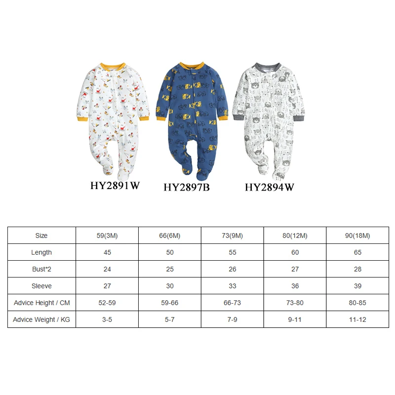 Footie Baby Cotton Rompers Spring Autumn Infant Sleeper Long Sleeve Double Way Zipper Bodysuits Newborn Clothing Baby Jumpsuit