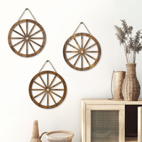 1Pcs Wood Wagons Wheel Decorative Wooden Wheels Old Western Style Wagon Wheels Decor Vintage Rustic Wall Hanging Wood Cartwheel