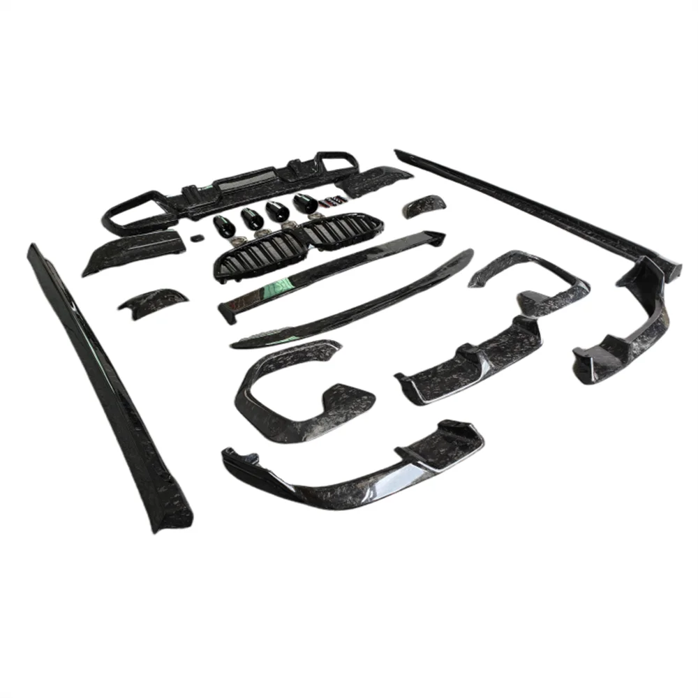 

Used for BMW X6M F96 Genuine Carbon Fiber Forged Pattern LD Style Front Lip Side Skirt Rear Diffuser Rear Spoiler Body Kit