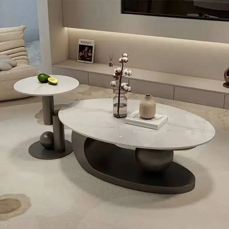 

Luxury Table Modern Coffee Minimalist Black Corner Slate Oval Living Room Center Table Shaped Stolik Kawowy Furniture Home