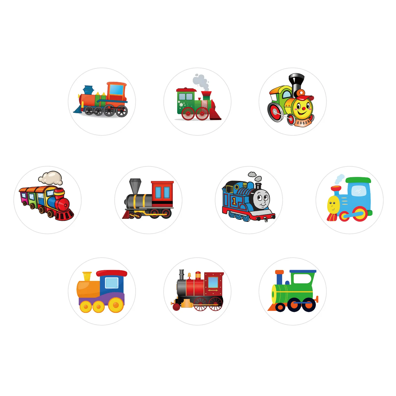 100-500pcs Kids Stickers Train Birthday Party Sticker Traffic Round Reward Sticker For Boys Girls Gift Label Stationery