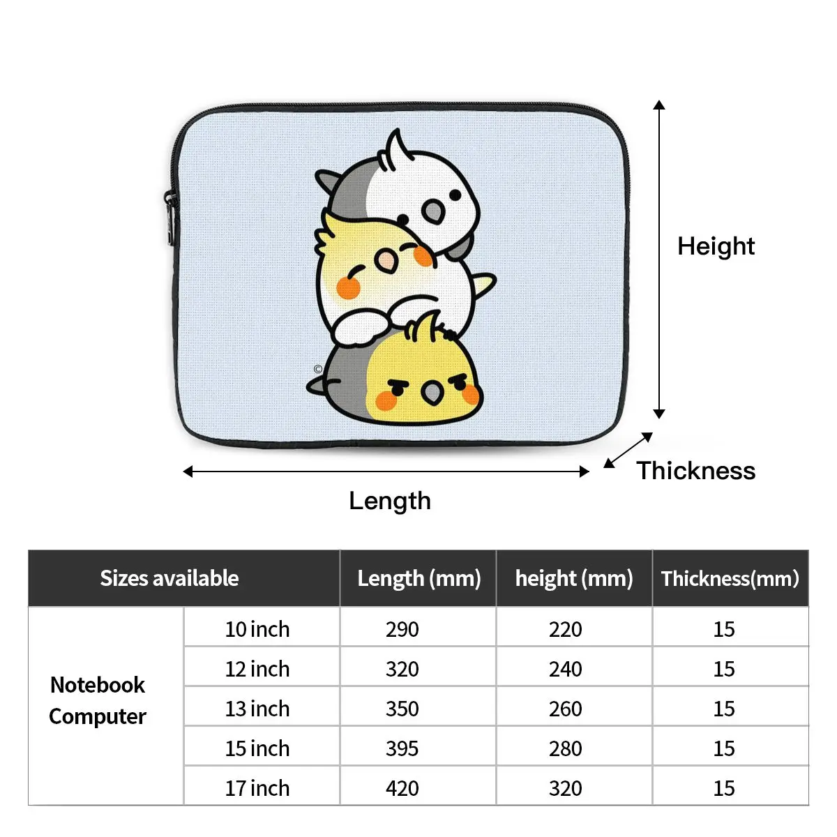 Pet Birds Cute Cockatiel Budgie Parrot Notebook Laptop Bag  10 12 13 15 17 Inch Notebook  Tablet Shockproof Case Bag