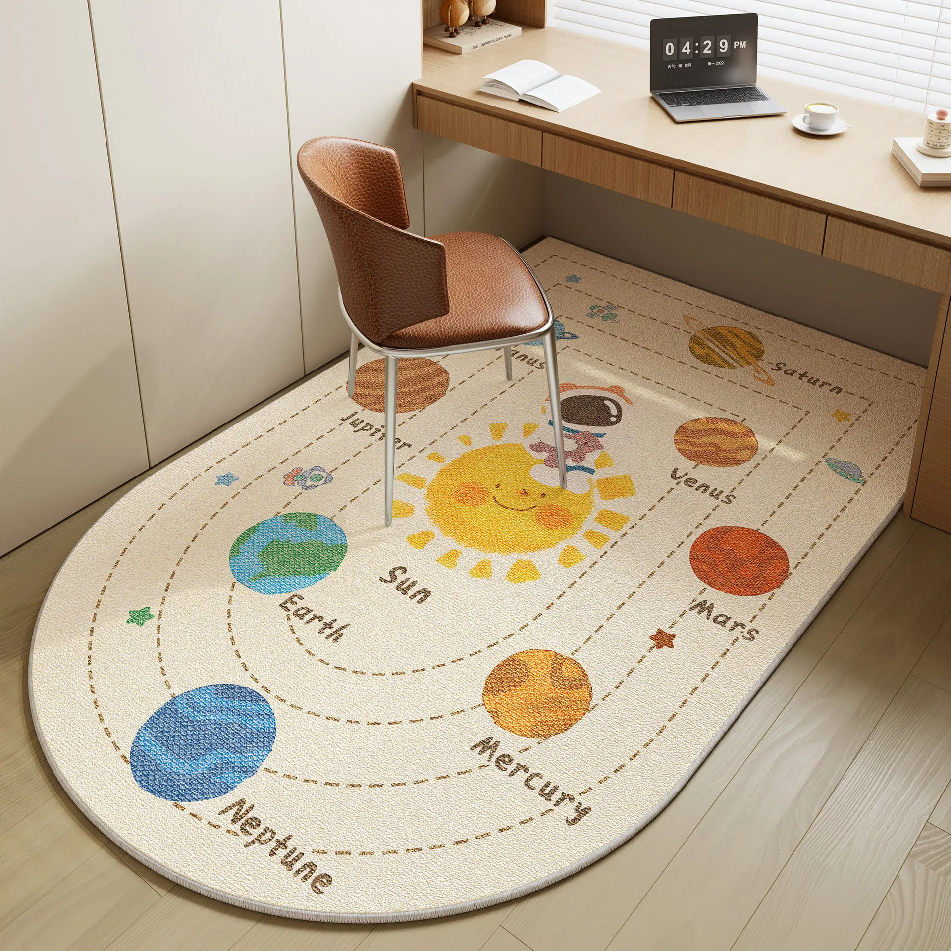 VIKAMA Kinderzimmer-Stuhlunterlage, Schlafzimmer-Schreibtisch-Drehstuhlmatte, Rutschfester Leiser Lesebereich-Teppich, Wohndekoration