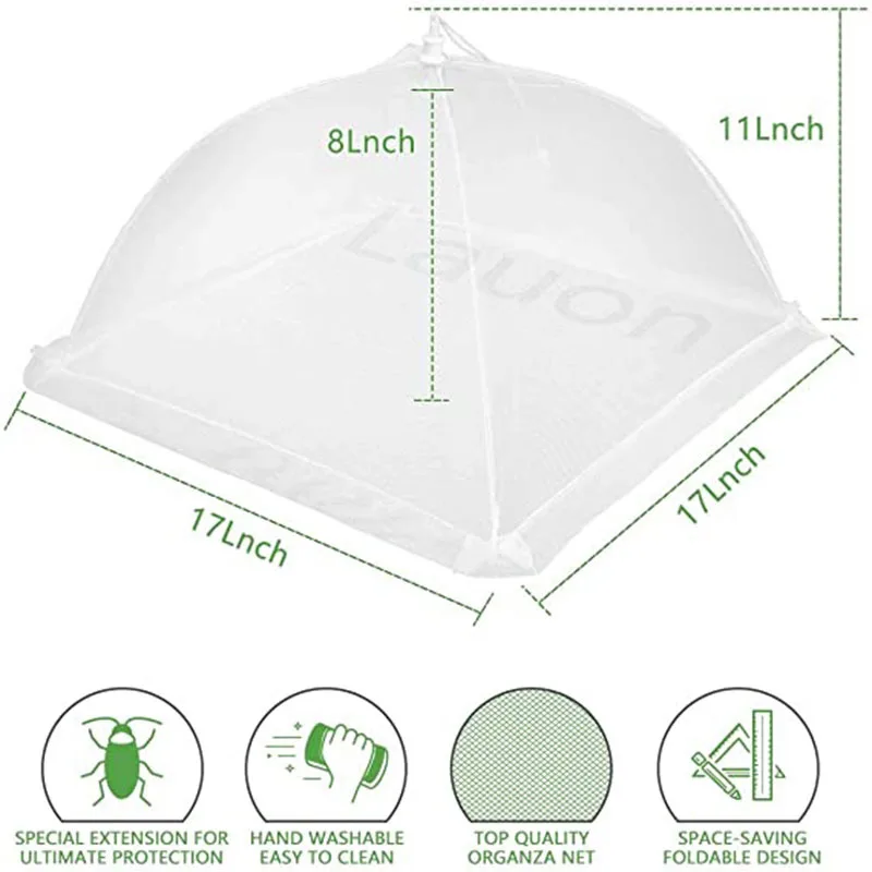 Kitchen Foldable Food Mesh Cover Anti-fly Umbrella Tent Cover Vegetable Fruit Breathable Insect-Proof Lid Food Protection Gadget