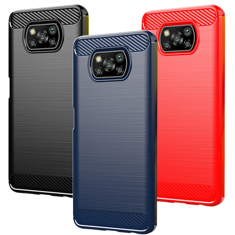 For Poco X3 NFC Rugger Armor TPU Case,Carbon Brushed TPU Case For Poco X3 Pro