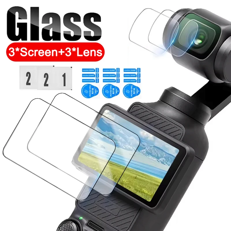 Camera Lens + Screen Tempered Glass For DJI Pocket 3 Hard Clear Anti-Scrach Coverage Film Screen Protector For DJI OSMO Pocket 3