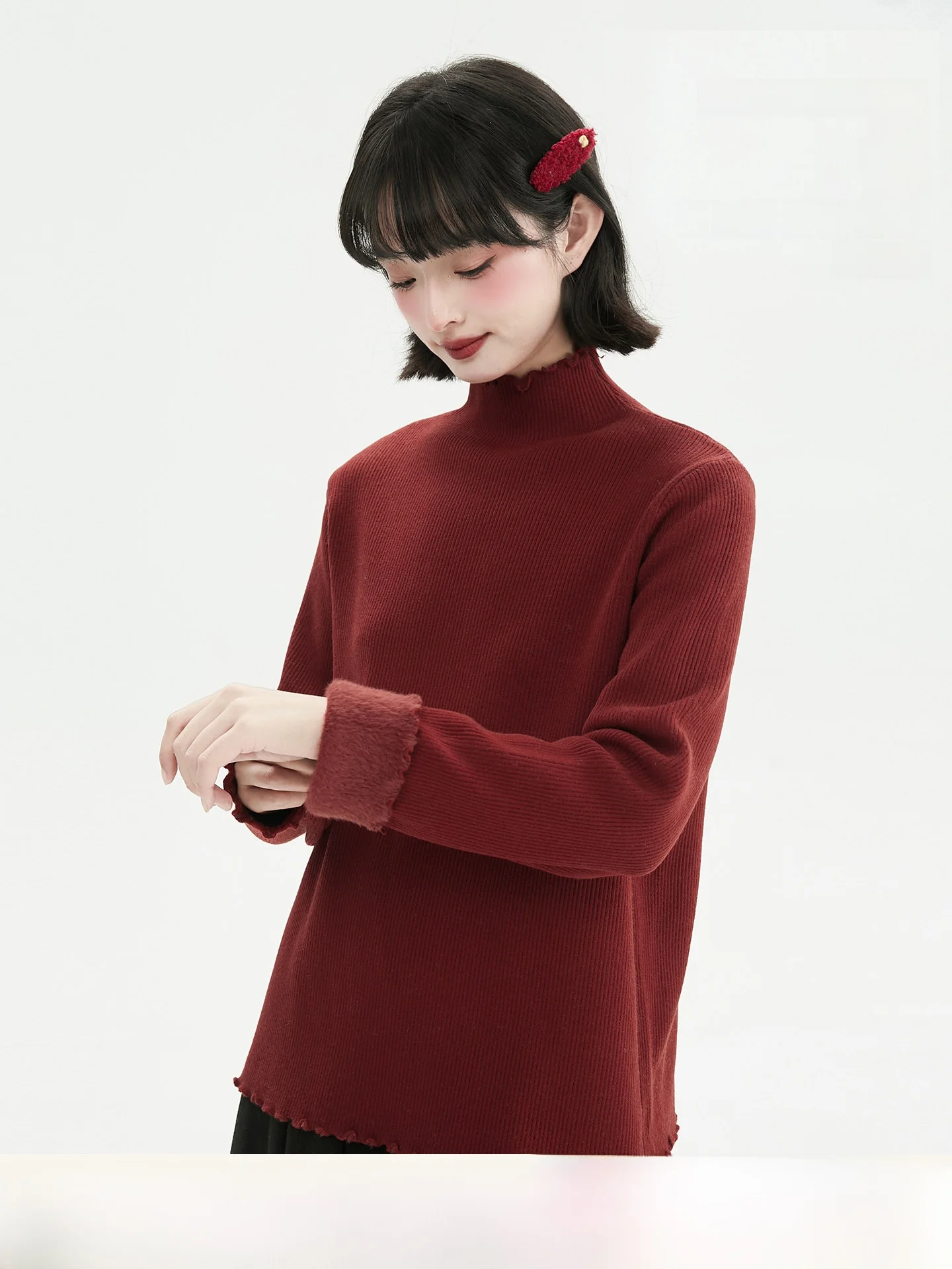 

Soft Light Silhouette Seven Color Fce High Collar Knitted Base irt Women Winter Slim Fit Inner Warm Top Ladies Faion